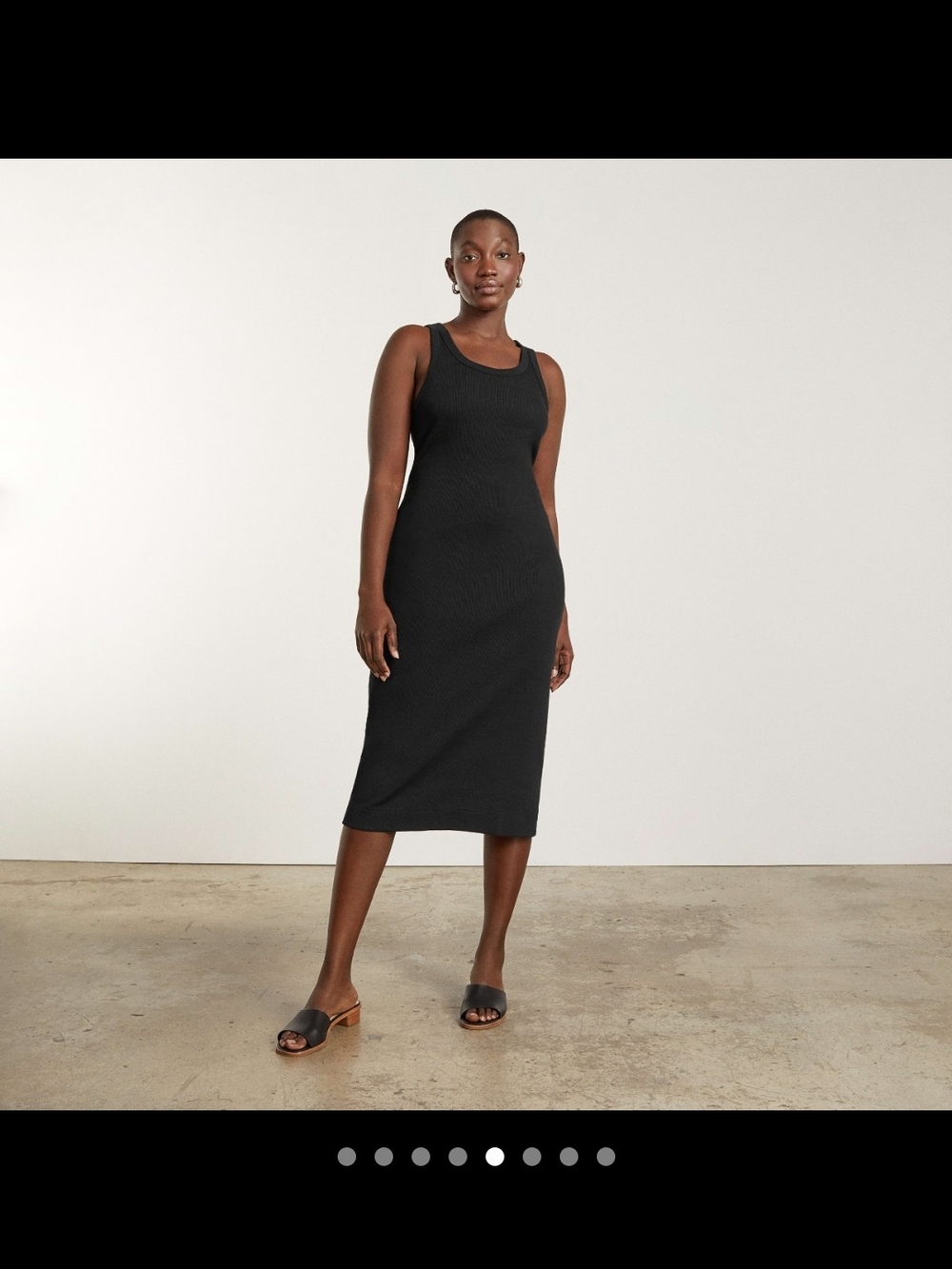 Everlane Black Ribbed Tank Midi Dress Organic Cotton Size Small